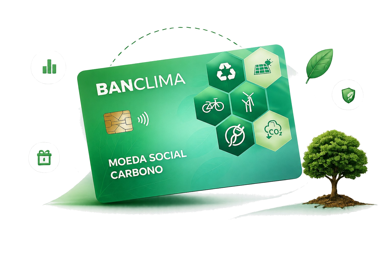 Composi&ccedil;&atilde;o Banclima Moeda Social Carbono